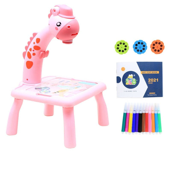 Planet Gates Mini Led Projector Art Drawing Table Light Toy for Children Kids Painting Board Small Desk Educational Learning Paint Tool Craft