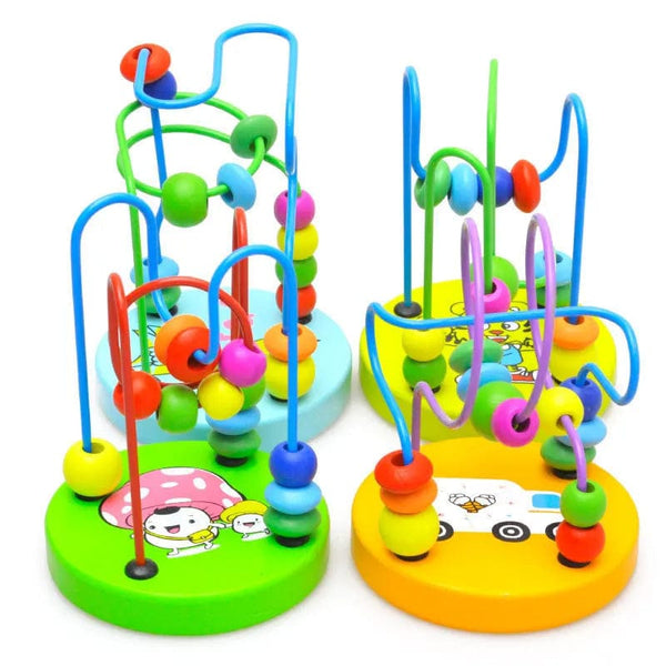 Planet Gates Mini Montessori Wooden Toys Kids Circles Bead Wire Maze Roller Coaster Toddler Early Educational Puzzles Toy for Children infant