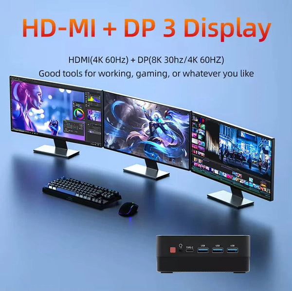 Planet Gates Mini PC Computer Gaming AMD Ryzen7 5825U R5 4500U Pocket Dual HDMI LAN WIFI6 4800H 5800H NUC Office DDR4 NVMe Four Display