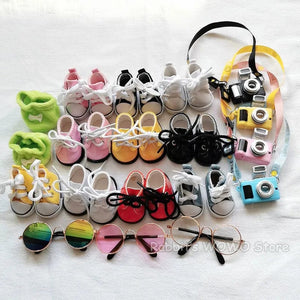 Planet Gates Mini Plush Doll Accessories for 20cm Korea Kpop EXO Idol Dolls Canvas Shoes Leather Shoes Glasses Camera Toy Fans Gift Collectio