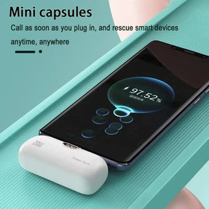 Planet Gates Mini Power Bank 2000/5000mAh Built Cable Portable Mobile Charger Fast Charger Spare Battery Capsule Power bank For iPhone Type-C