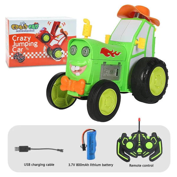 Planet Gates Mini Rc Car With Music Lights Crazy Jumping Vehicle Infrared Remote Control Stunt Cars Walk Upright Rc Truck Funny Children Toys