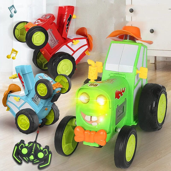 Planet Gates Mini Rc Car With Music Lights Crazy Jumping Vehicle Infrared Remote Control Stunt Cars Walk Upright Rc Truck Funny Children Toys
