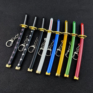Planet Gates Mini Roronoa Zoro Samurai Sword Keychain Anime Scabbard Key Ring Katana Buckle Key Chain for men women Cosplay Toy Jewelry Gift