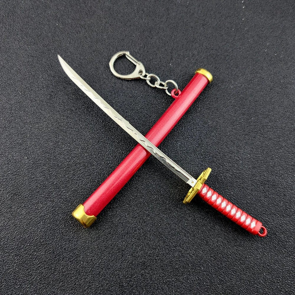 Planet Gates Mini Roronoa Zoro Samurai Sword Keychain Anime Scabbard Key Ring Katana Buckle Key Chain for men women Cosplay Toy Jewelry Gift