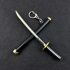 Planet Gates Mini Roronoa Zoro Samurai Sword Keychain Anime Scabbard Key Ring Katana Buckle Key Chain for men women Cosplay Toy Jewelry Gift