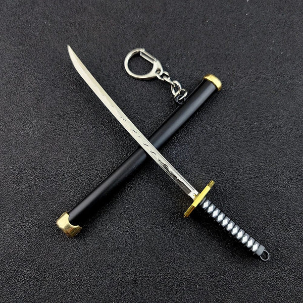 Planet Gates Mini Roronoa Zoro Samurai Sword Keychain Anime Scabbard Key Ring Katana Buckle Key Chain for men women Cosplay Toy Jewelry Gift