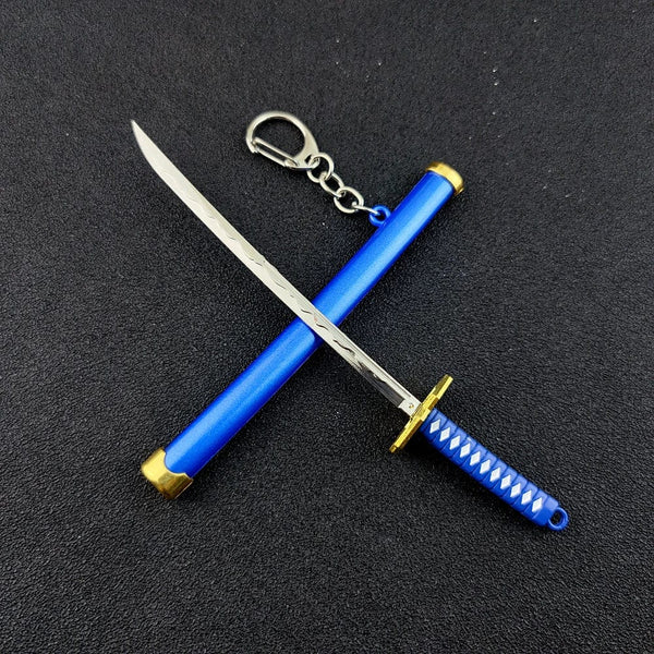 Planet Gates Mini Roronoa Zoro Samurai Sword Keychain Anime Scabbard Key Ring Katana Buckle Key Chain for men women Cosplay Toy Jewelry Gift