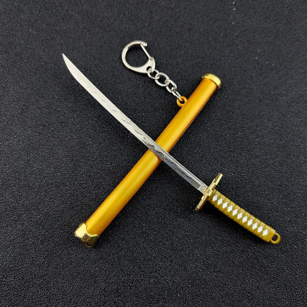 Planet Gates Mini Roronoa Zoro Samurai Sword Keychain Anime Scabbard Key Ring Katana Buckle Key Chain for men women Cosplay Toy Jewelry Gift