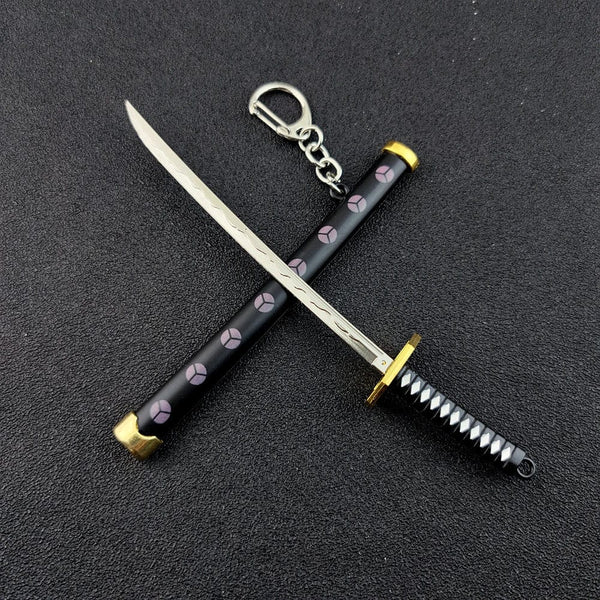Planet Gates Mini Roronoa Zoro Samurai Sword Keychain Anime Scabbard Key Ring Katana Buckle Key Chain for men women Cosplay Toy Jewelry Gift