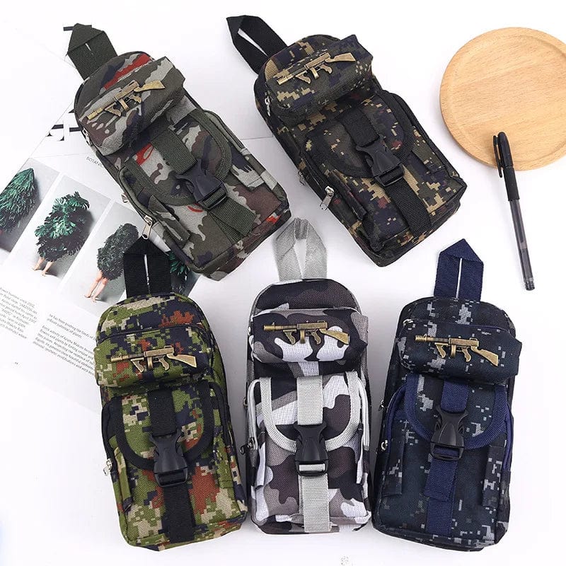Planet Gates Mini schoolbag camouflage pencil case School stationery storage bag Military backpack pen case Boy pencil bag Student pen bag