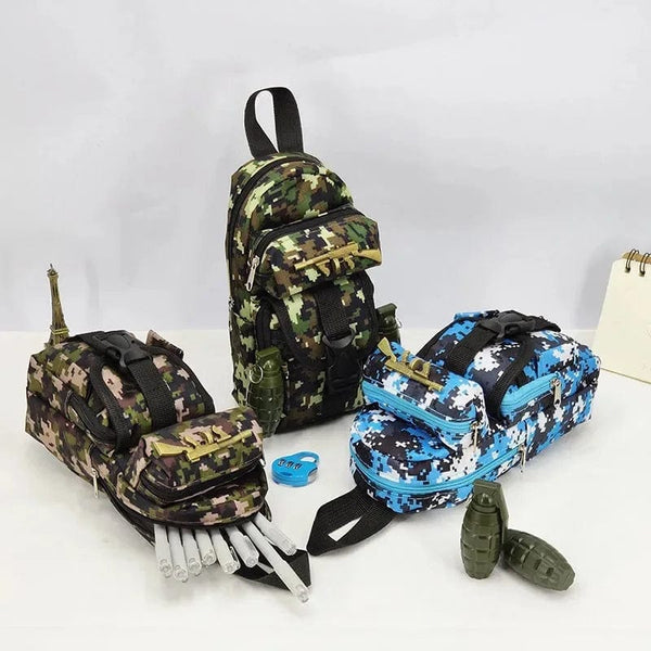 Planet Gates Mini schoolbag camouflage pencil case School stationery storage bag Military backpack pen case Boy pencil bag Student pen bag