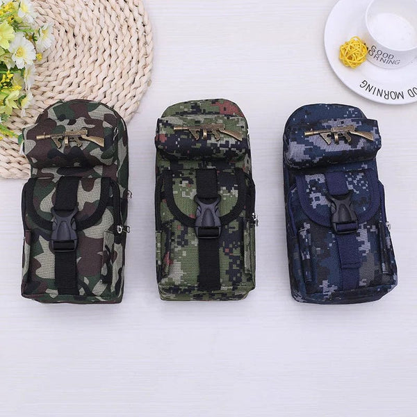 Planet Gates Mini schoolbag camouflage pencil case School stationery storage bag Military backpack pen case Boy pencil bag Student pen bag