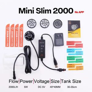 Planet Gates Mini Slim 2000 (USB) ZKSJ Third generation Mini  Slim 2000 Mini Aquarium Wave  Maker Circulation Pump 3 Wave Patterns No control program
