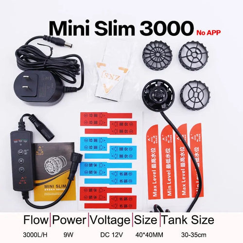 Planet Gates Mini Slim 3000 ZKSJ Third generation Mini  Slim 2000 Mini Aquarium Wave  Maker Circulation Pump 3 Wave Patterns No control program