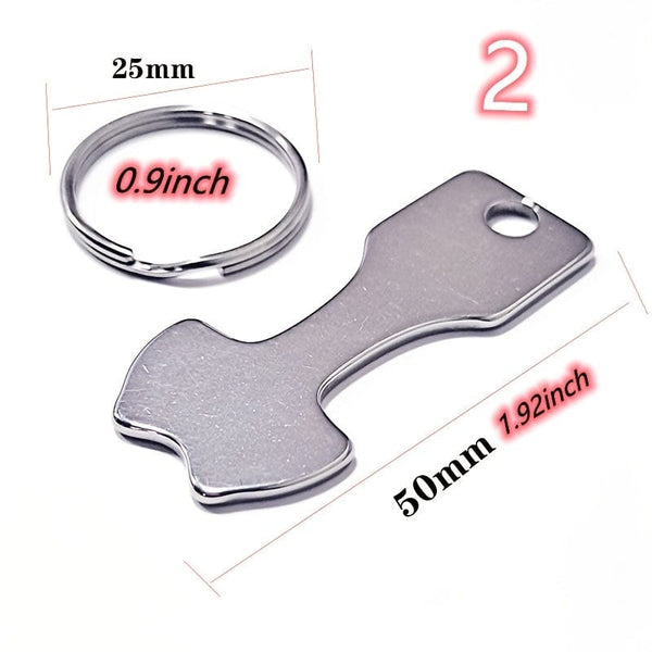 Planet Gates Mini Stainless Steel Key Ring, Shopping Trolley Tokens Small Aldi Quarter Holder Keychain For Grocery Shopping Cart