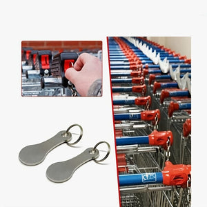 Planet Gates Mini Stainless Steel Key Ring, Shopping Trolley Tokens Small Aldi Quarter Holder Keychain For Grocery Shopping Cart
