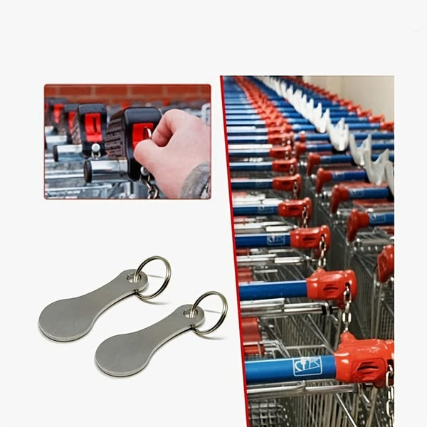 Planet Gates Mini Stainless Steel Key Ring, Shopping Trolley Tokens Small Aldi Quarter Holder Keychain For Grocery Shopping Cart