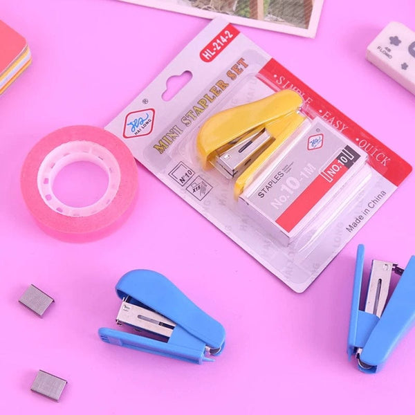 Planet Gates Mini Stapler Kit Portable Stapler Kawaii Office Supplies Accessories for Kids Students Built-in Staple Pins Remover