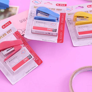 Planet Gates Mini Stapler Kit Portable Stapler Kawaii Office Supplies Accessories for Kids Students Built-in Staple Pins Remover