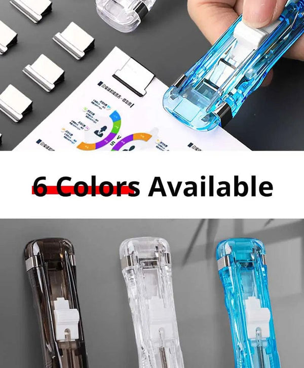 Planet Gates Mini Traceless Reusable Hand Clamp Push Stapler Paper Book File Office School Student Binder Binding Tools Supplies Accessories