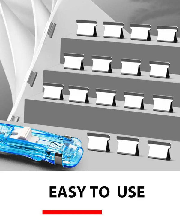 Planet Gates Mini Traceless Reusable Hand Clamp Push Stapler Paper Book File Office School Student Binder Binding Tools Supplies Accessories