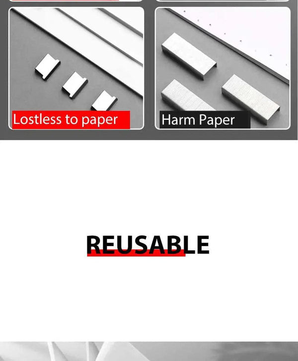 Planet Gates Mini Traceless Reusable Hand Clamp Push Stapler Paper Book File Office School Student Binder Binding Tools Supplies Accessories