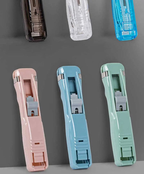 Planet Gates Mini Traceless Reusable Hand Clamp Push Stapler Paper Book File Office School Student Binder Binding Tools Supplies Accessories