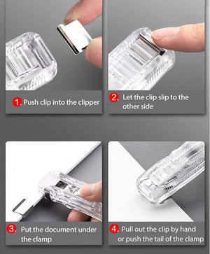 Planet Gates Mini Traceless Reusable Hand Clamp Push Stapler Paper Book File Office School Student Binder Binding Tools Supplies Accessories