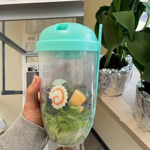 Planet Gates Mint Green 1pc, Fresh Salad Cup, Keep Fit Salad Meal Shaker Cup, 1000ml/33.81oz, Portable Fruit Vegetable Milk Cup, 19.99cm X 5.92cm