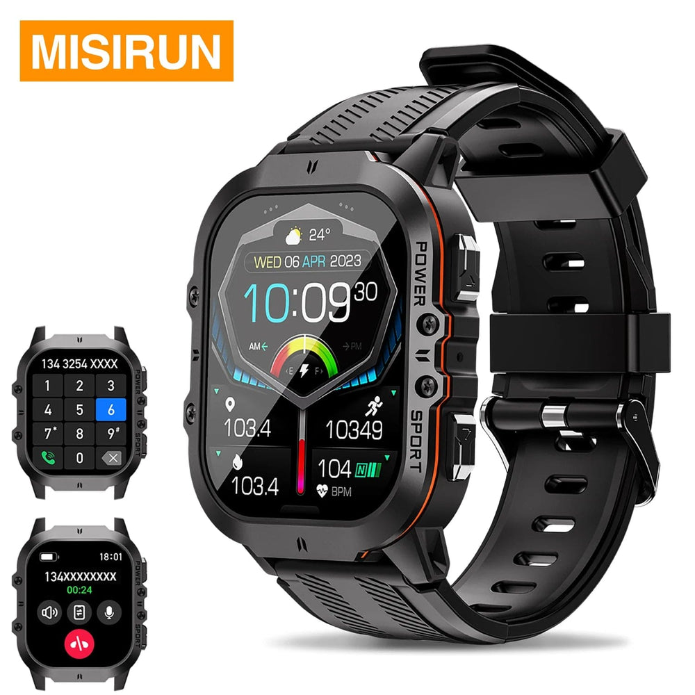 Planet Gates MISIRUN New C26 Smart Watch 100+ Sports Modes Bluetooth Call Smartwatch 1.96" AMOLED 1ATM Waterproof Outdoor Military Wristwatch