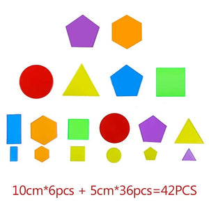 Planet Gates Mix 42PCS Montessori Translucent Geometric Puzzle Kids Toys Rainbow Blocks DIY Thinking Game Sensory Education Learning Light Table Toys