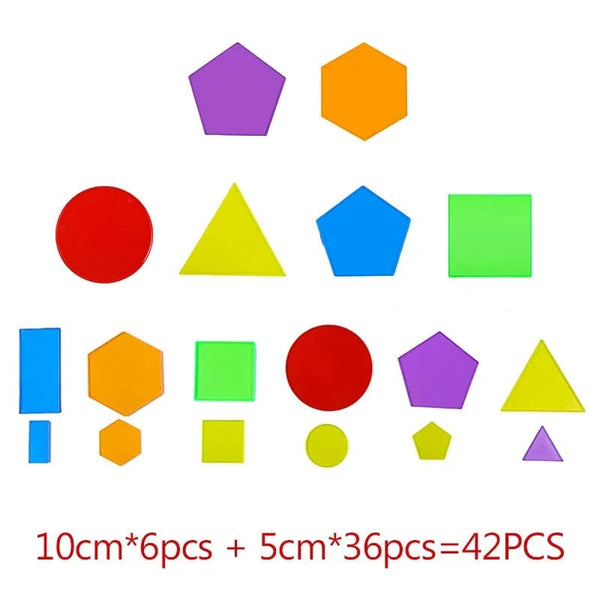 Planet Gates Mix 42PCS Montessori Translucent Geometric Puzzle Kids Toys Rainbow Blocks DIY Thinking Game Sensory Education Learning Light Table Toys