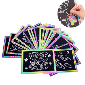 Planet Gates Mix for boy 10 pcs 13x 9.8cm Scratch Art Paper Magic Painting Paper with Drawing Stick For Kids Toy Colorful Drawing Toys