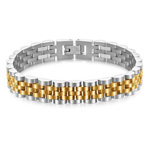 Planet Gates Mixed Color / 20cm VQYSKO Trendy Minimalist Stainless Steel Gold Color Plated Watch Strap Bracelet for Women/Men Jewelry Gifts Couple Bracelet
