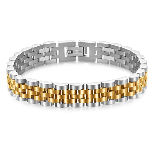 Planet Gates Mixed Color / 20cm VQYSKO Trendy Minimalist Stainless Steel Gold Color Plated Watch Strap Bracelet for Women/Men Jewelry Gifts Couple Bracelet