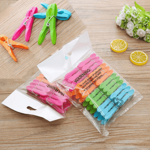 Planet Gates Mixed Color(24 Pack) 24pcs/pack Colorful Plastic Clothespins, Heavy Duty Laundry Clothes Pins Clips With Springs, Air-Drying Clothing Pin Set