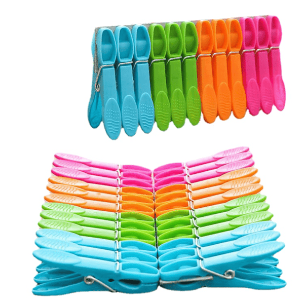 Planet Gates Mixed Color(24 Pack) 24pcs/pack Colorful Plastic Clothespins, Heavy Duty Laundry Clothes Pins Clips With Springs, Air-Drying Clothing Pin Set