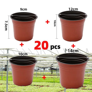 Planet Gates Mixed Size - 20pcs 4 Size Plant Pot Garden Nursery Seed Starting Flowerpots Lightweight Succulent Seedling Tray Flower Vegetable Container Box