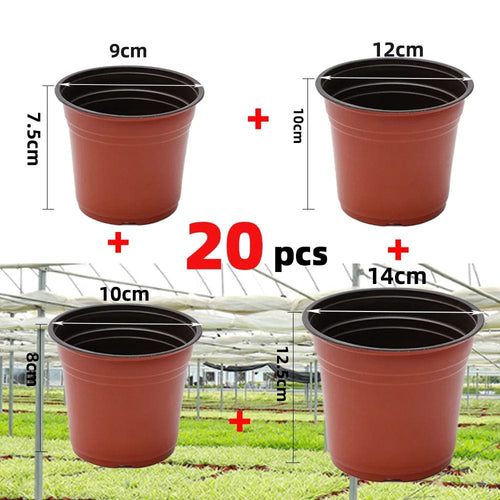 Planet Gates Mixed Size - 20pcs 4 Size Plant Pot Garden Nursery Seed Starting Flowerpots Lightweight Succulent Seedling Tray Flower Vegetable Container Box