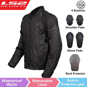 Planet Gates MJ145-Black / 5XL LS2 Original Motorcycle Jacket Pants Riding Clothing Set Windproof Warm Motorbike Jacket Men Anti-fall CE Level Motocross Jacket