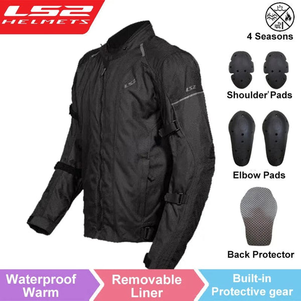 Planet Gates MJ145-Black / 5XL LS2 Original Motorcycle Jacket Pants Riding Clothing Set Windproof Warm Motorbike Jacket Men Anti-fall CE Level Motocross Jacket