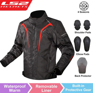 Planet Gates MJ145-Black Red / M LS2 Original Motorcycle Jacket Pants Riding Clothing Set Windproof Warm Motorbike Jacket Men Anti-fall CE Level Motocross Jacket