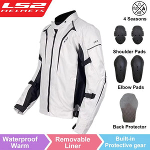 Planet Gates MJ145-White / 5XL LS2 Original Motorcycle Jacket Pants Riding Clothing Set Windproof Warm Motorbike Jacket Men Anti-fall CE Level Motocross Jacket