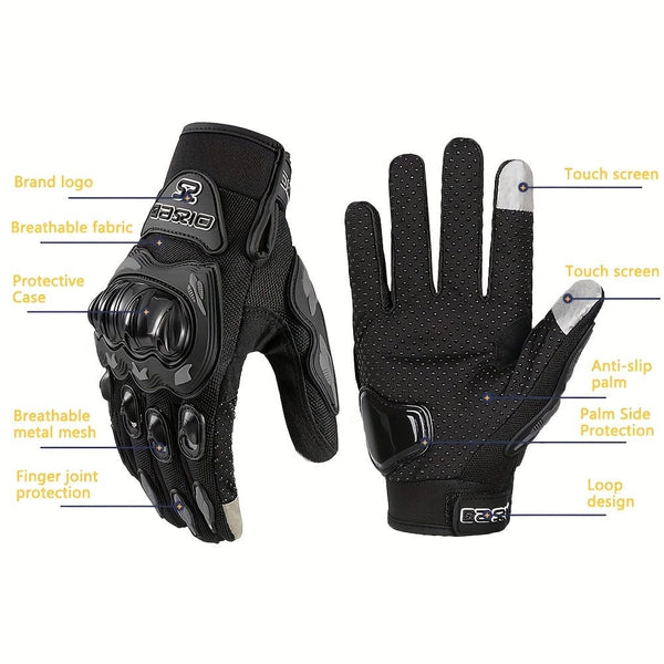 Planet Gates MJMOTO Motorcycle Gloves, Summer Touch Screen Full Finger Gloves Protective Anti-fall Guantes Moto Non-slip Riding Gloves