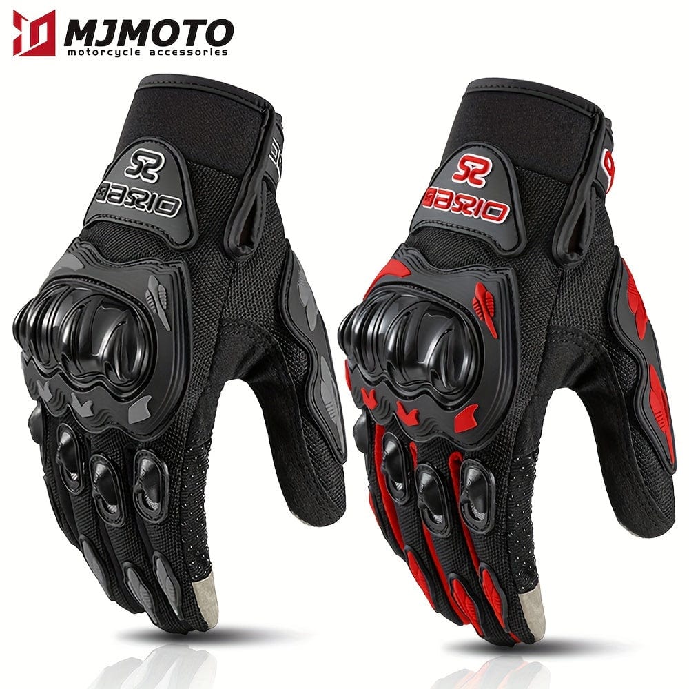 Planet Gates MJMOTO Motorcycle Gloves, Summer Touch Screen Full Finger Gloves Protective Anti-fall Guantes Moto Non-slip Riding Gloves