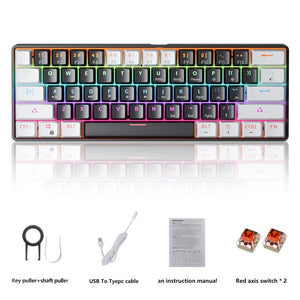 Planet Gates MK61-WH / Red Switch MUCAI MK61 USB Gaming Mechanical Keyboard Red Switch RGB Backlit Hot Swappable 61 Keys Wired Detachable Cable