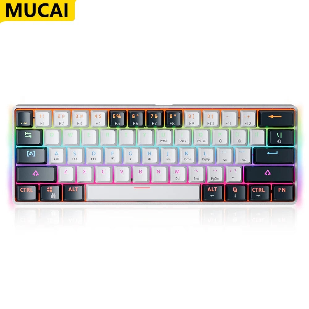 Planet Gates MK61-WH / Red Switch MUCAI MK61 USB Gaming Mechanical Keyboard Red Switch RGB Backlit Hot Swappable 61 Keys Wired Detachable Cable