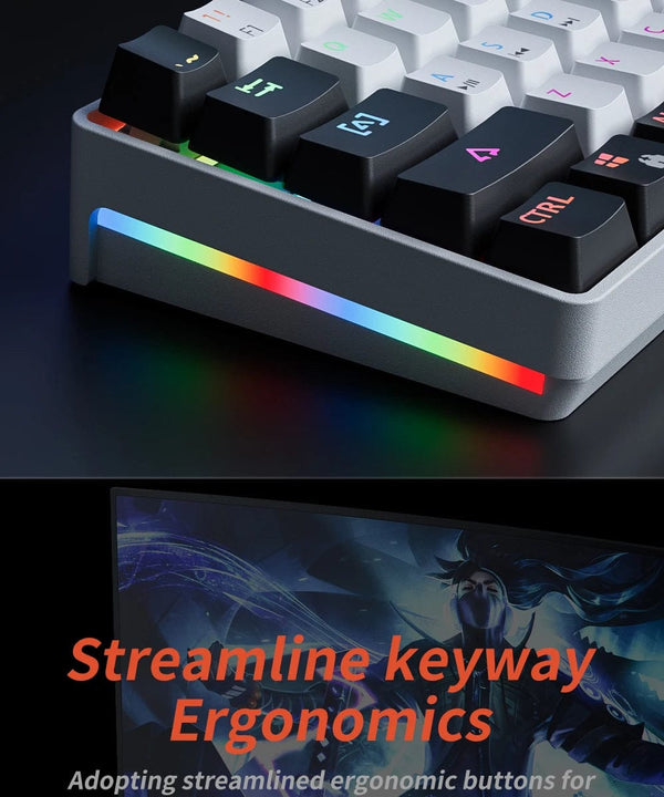 Planet Gates MK61-WH / Red Switch MUCAI MK61 USB Gaming Mechanical Keyboard Red Switch RGB Backlit Hot Swappable 61 Keys Wired Detachable Cable