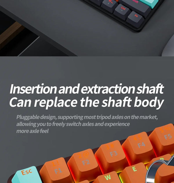 Planet Gates MKA610-Black / Red Switch MUCAI MKA610 USB Mini Mechanical Gaming Wired Keyboard Red Switch 61 Key Gamer for Computer PC Laptop Detachable Cable